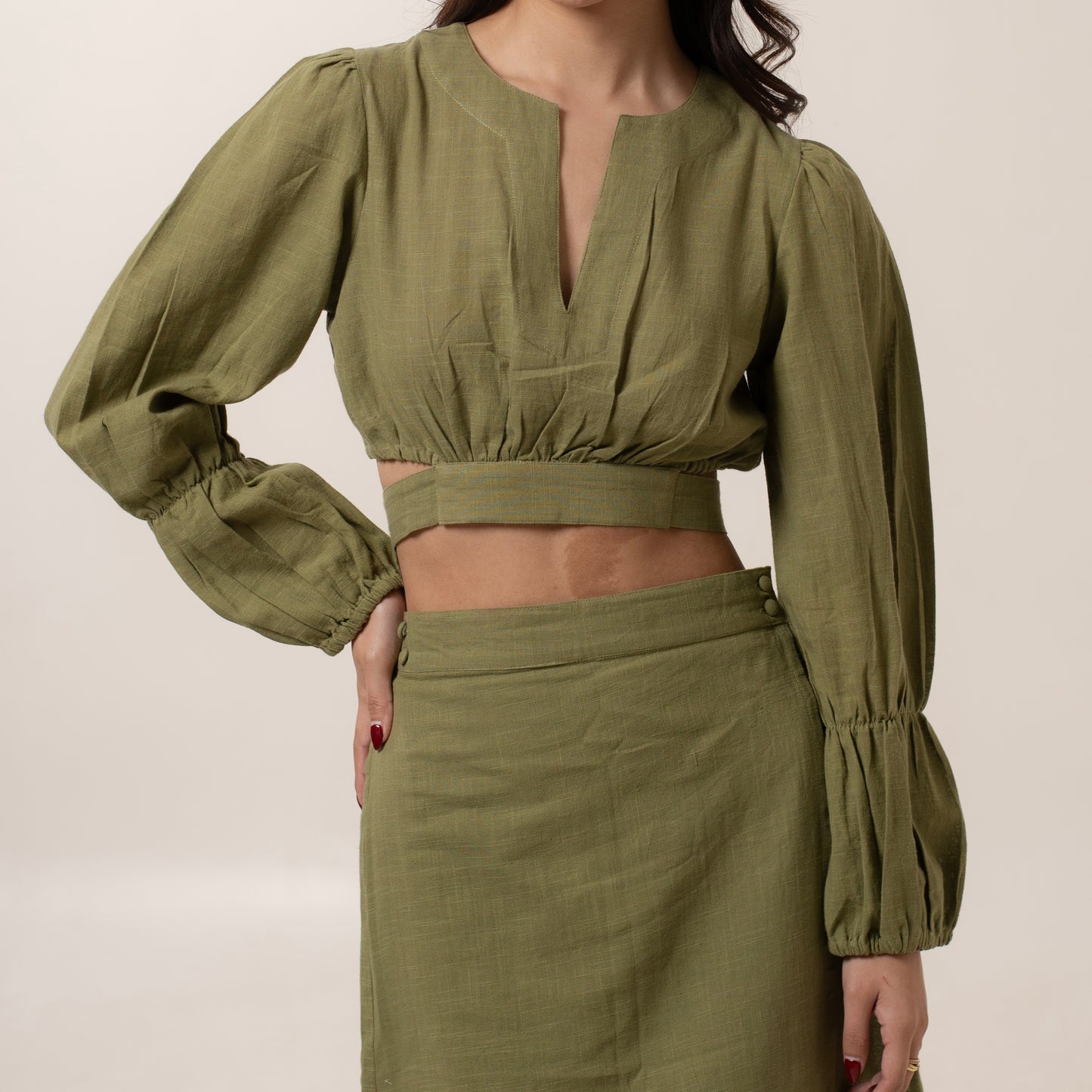 Olive Skirt Set