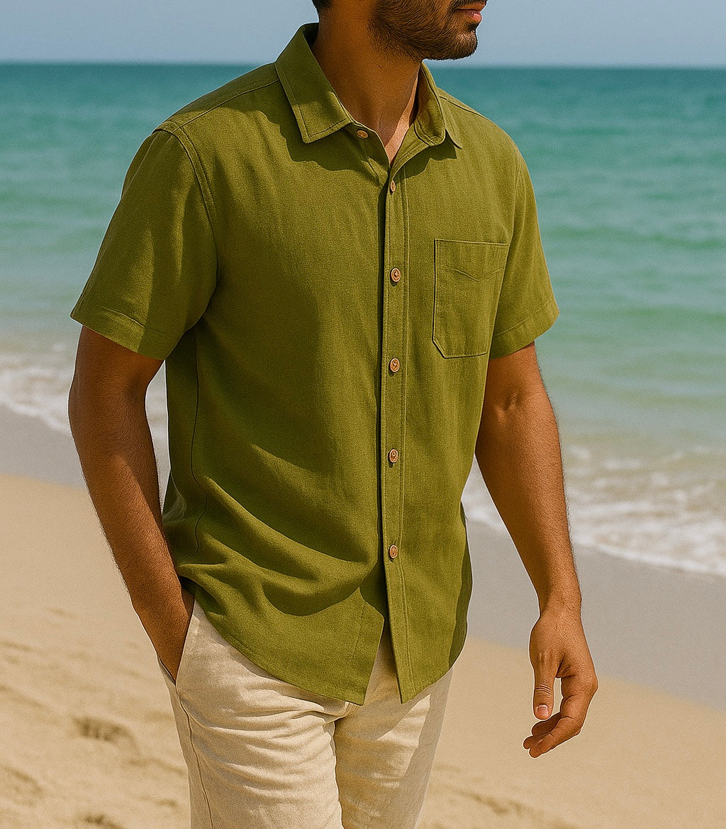 Olive Linen Shirt
