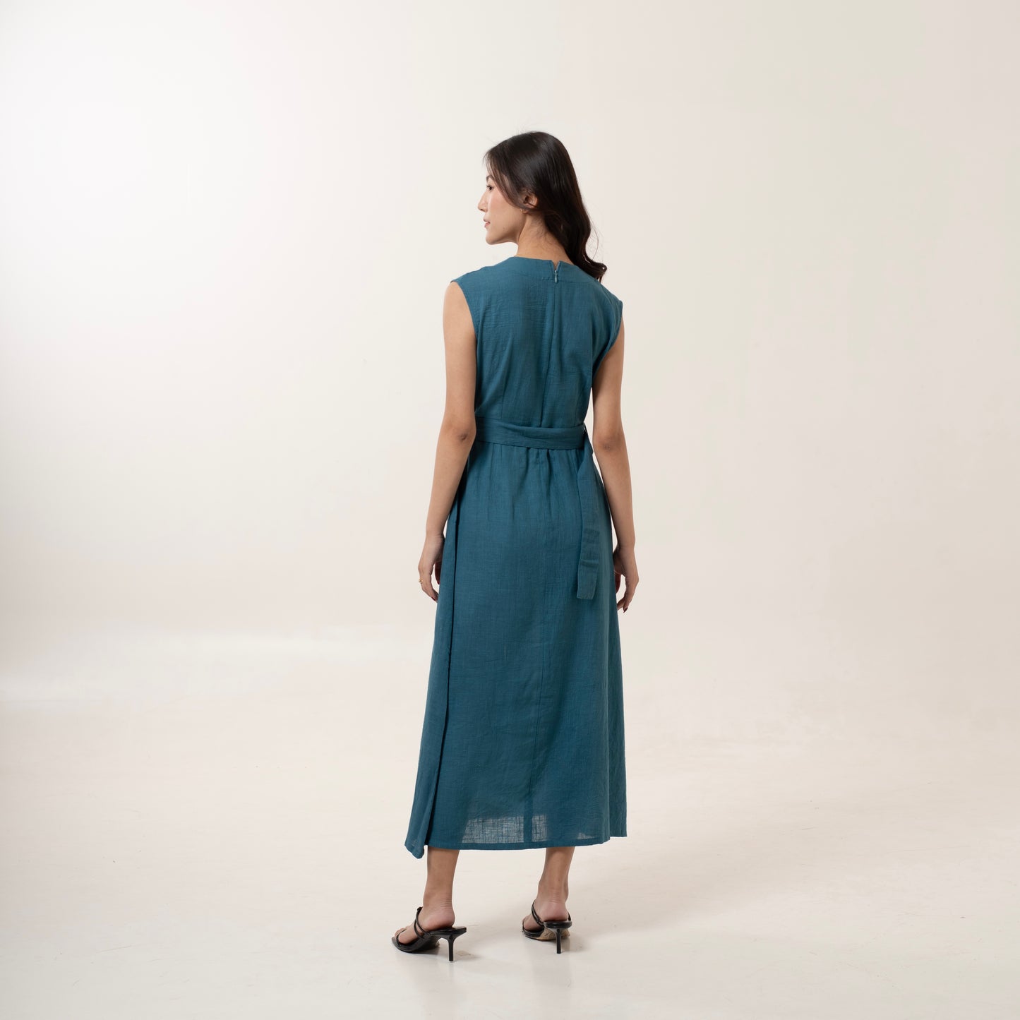 Teal A Line Midi Dress