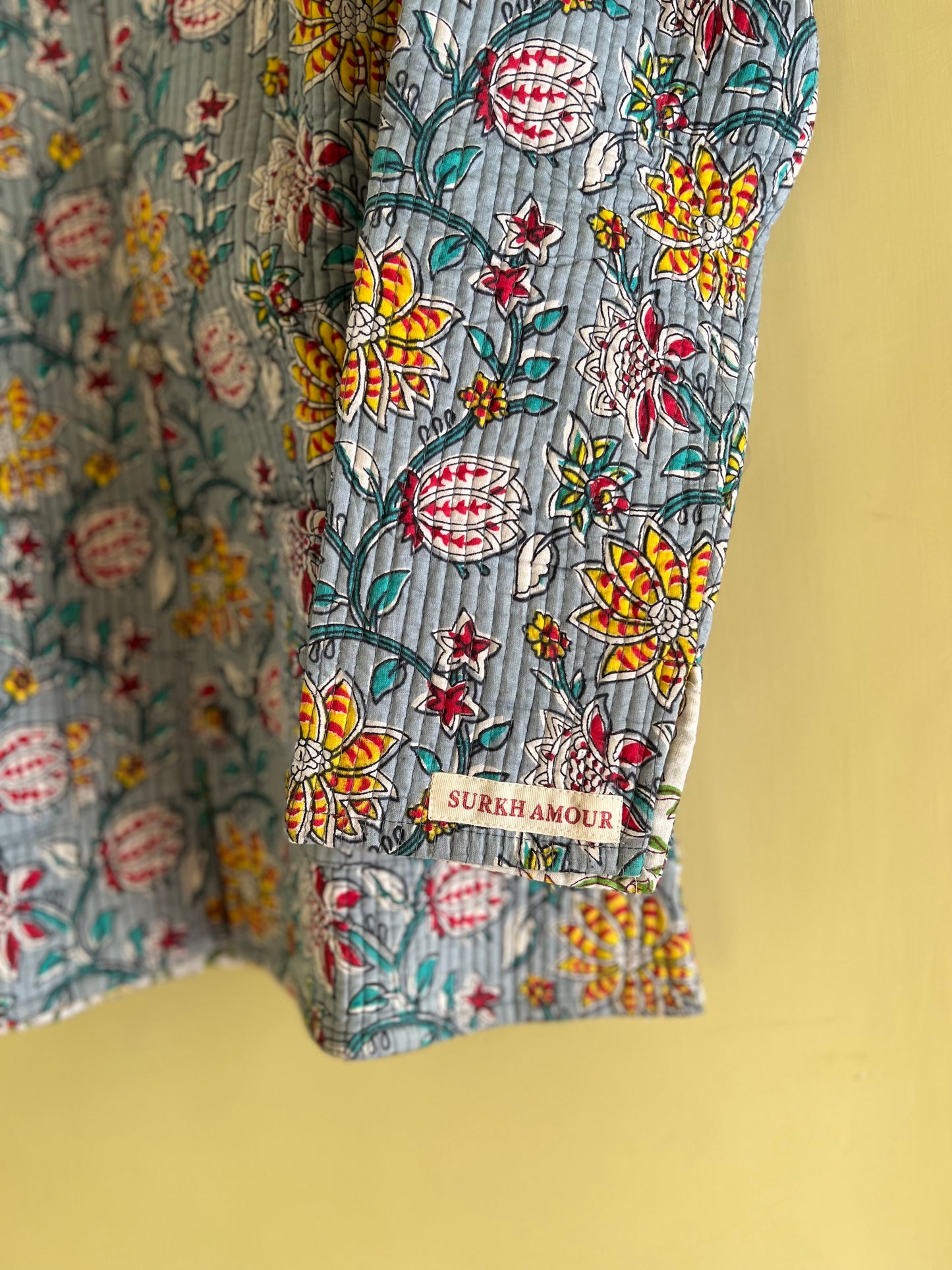 Grey Long Sleeves Kantha Reversible Jacket