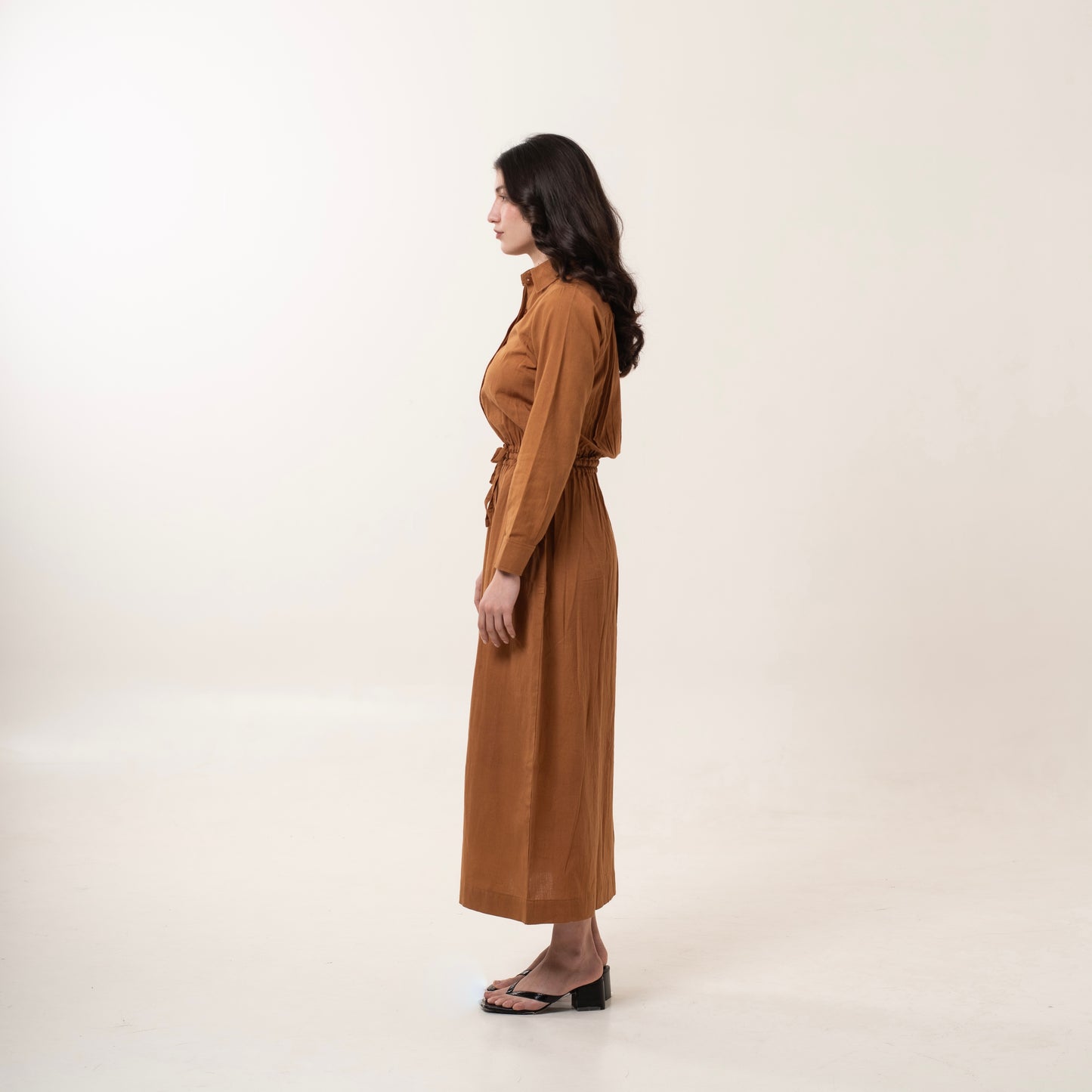 Caramel Slit Shirt Dress