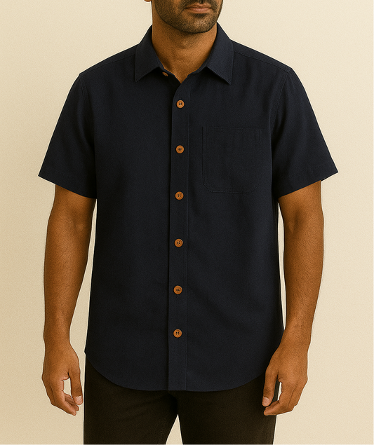 Navy Blue Linen Shirt