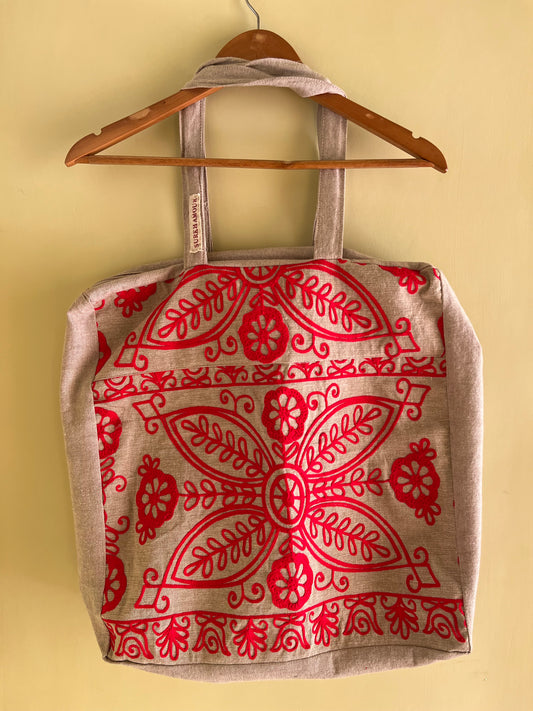 Cotton Canvas Embroidery Tote Bag