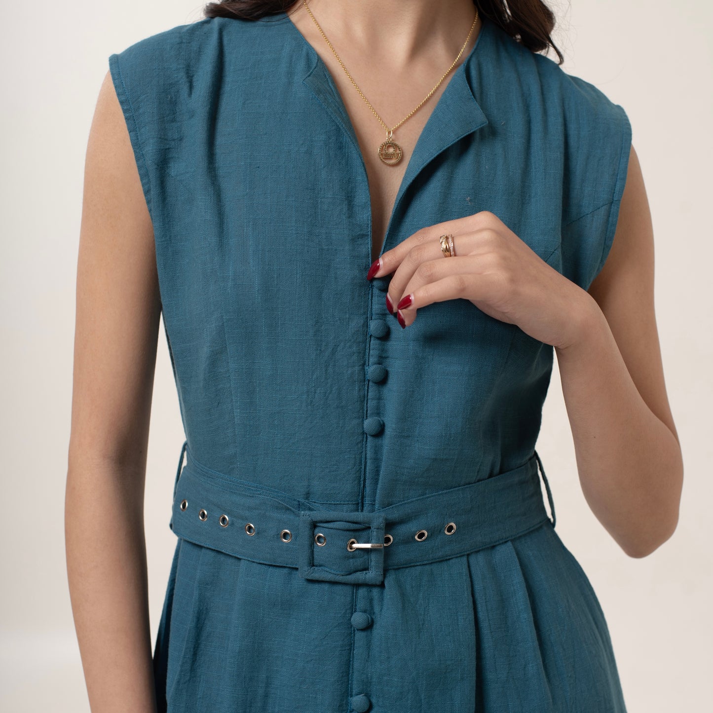Teal A Line Midi Dress