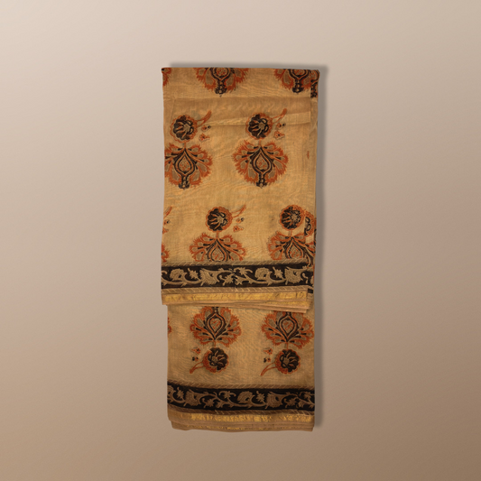 Ajrak Dabu Silk Saree