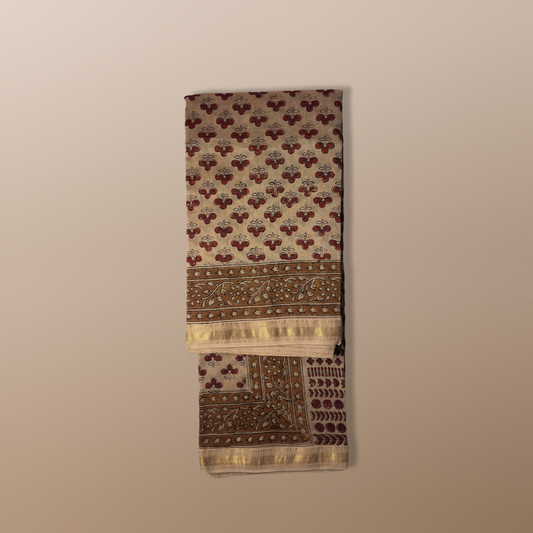 Bagru Handblock Chanderi Saree