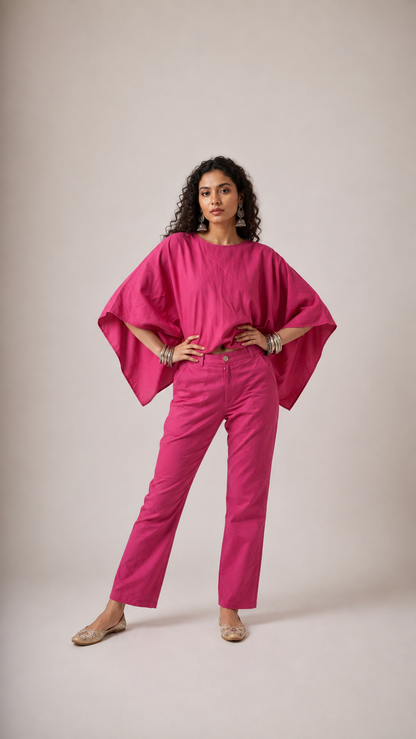 Fuchsia Poncho Set