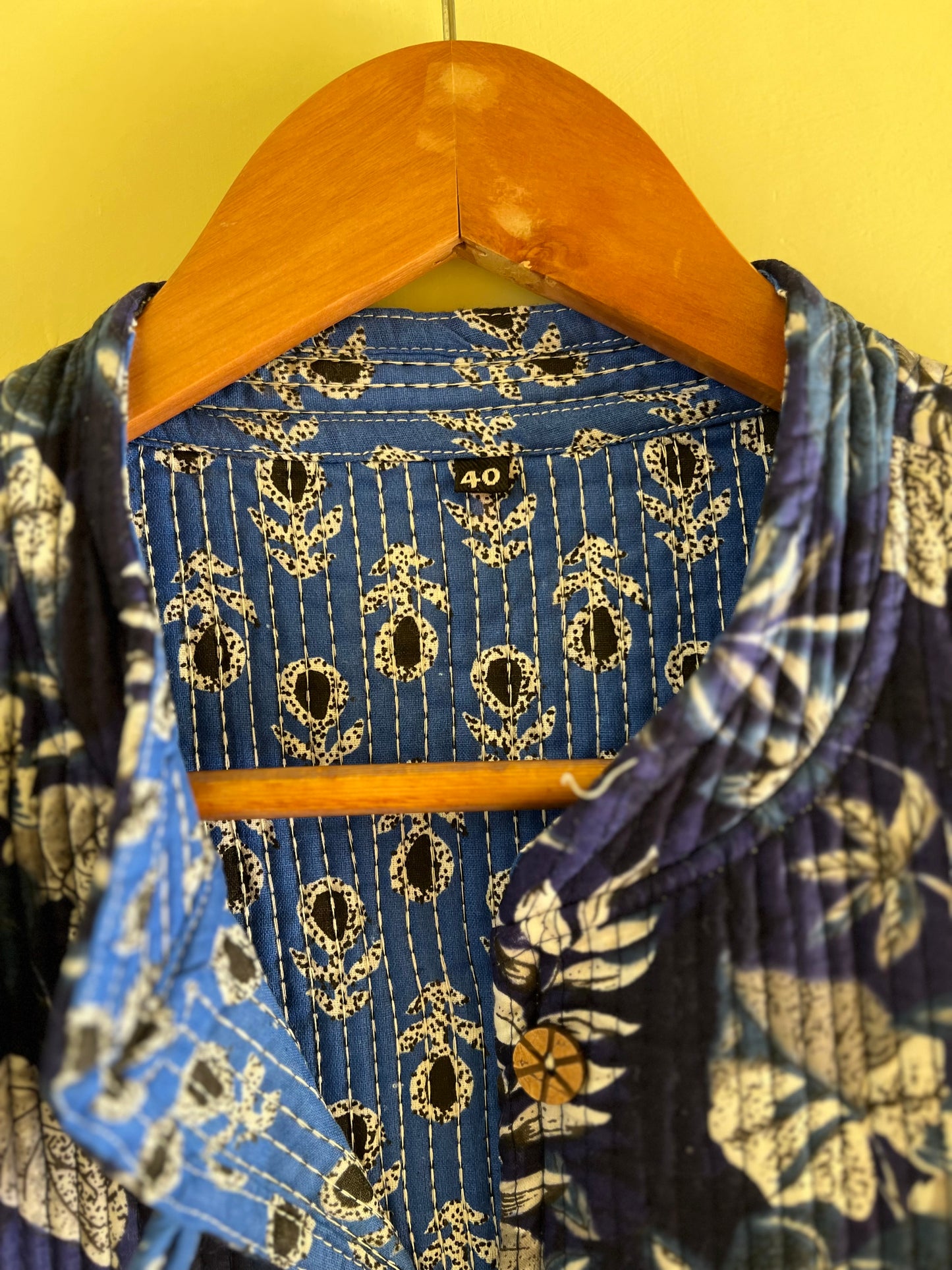 Indigo Long Sleeves Kantha Reversible Jacket