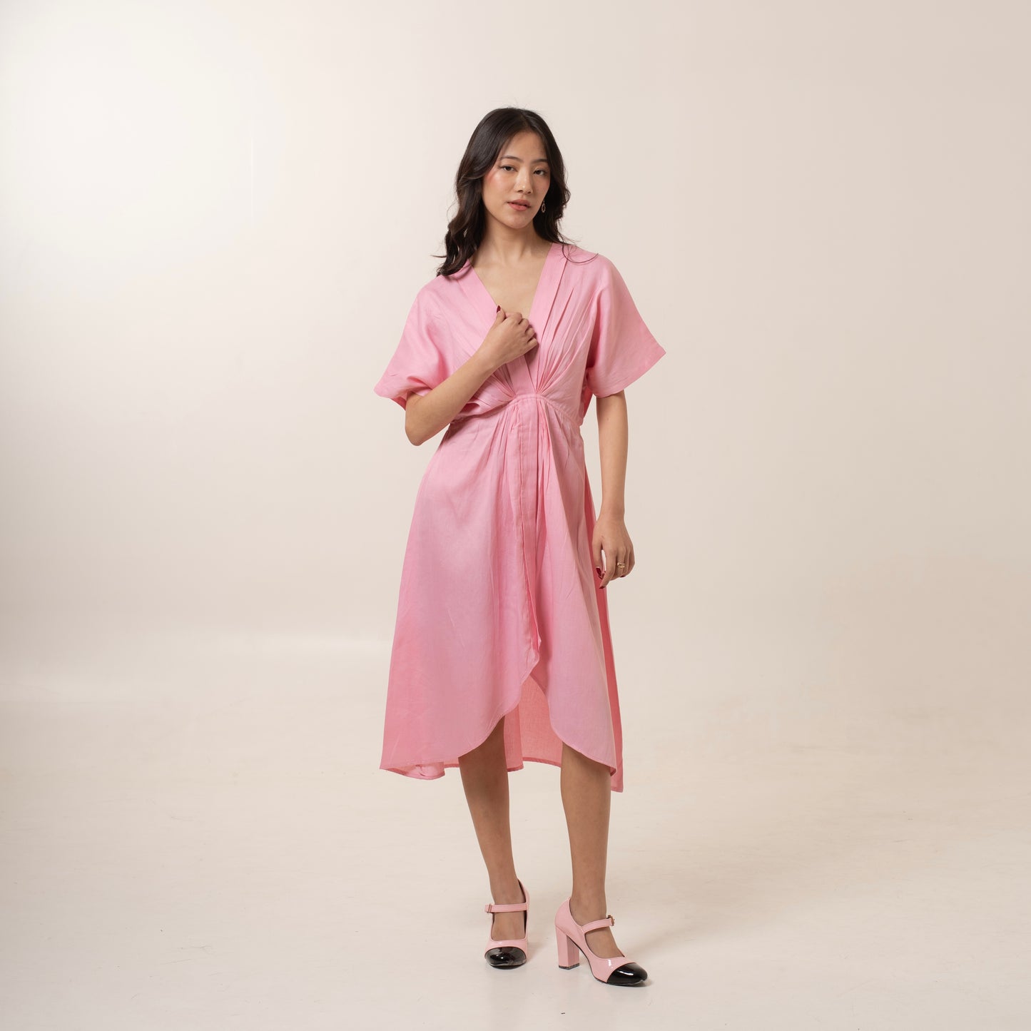 Blush Pink Flowy Dress surkhamour.in Blush Pink Flowy Dress surkhamour.in