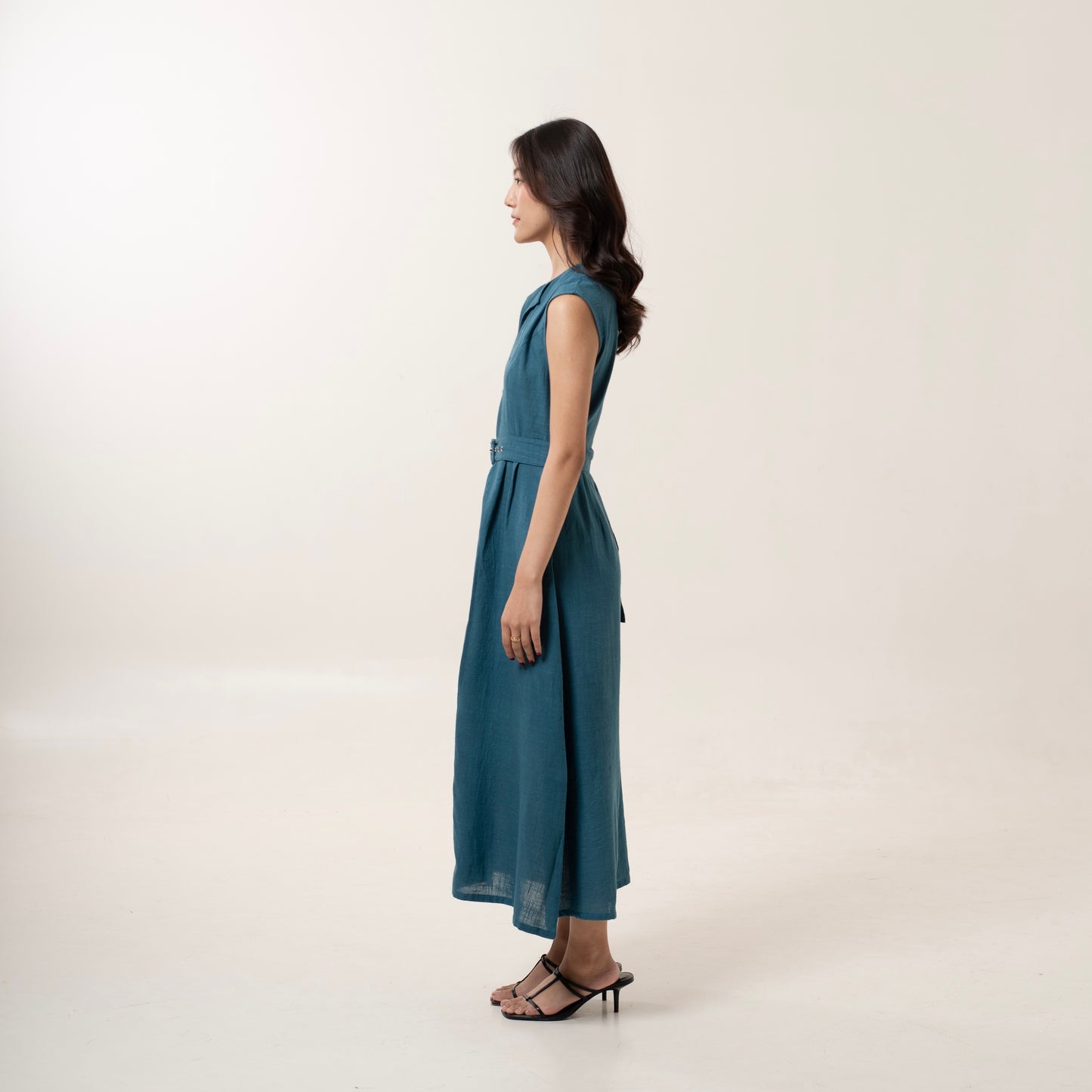 Teal A Line Midi Dress