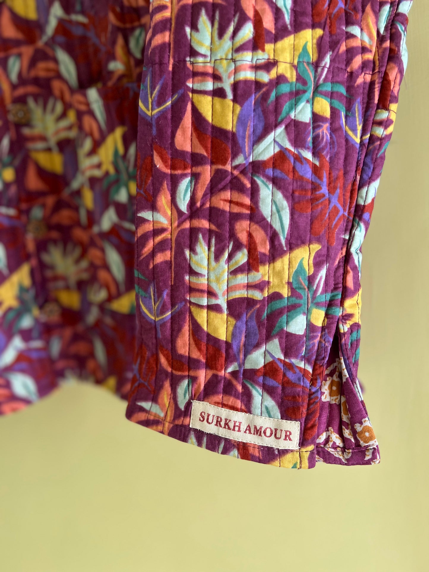 Maroon Long Sleeves Kantha Reversible Jacket